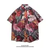 Camisa Masculina de Verão Thai Ins Estampa Floral Total Estilo Street Trendy Bf Preguiçoso Camisa Floral para Casal