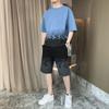 Verano Nuevo Estilo Hong Kong Traje Corto para Hombre Parte Superior Manga Corta Pantalones de Cinco Cuartos Degradado Moda Casual Tendencia Traje Dos Piezas