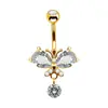 Anillo para el ombligo Gaibei Estilo japonés y coreano Uña para el ombligo Mariposa Circonita Acero de titanio Anillo para el ombligo Simple Diamante grande Asiento invertido Forma de corazón Hebilla umbilical
