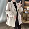 Abrigo de Lana con Botones Estilo Chino para Mujer de Longitud Media Otoño e Invierno Abrigo de Lana Holgado con Solapa de Cuello Alto para Personas Petitas