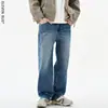 Moda de Rua Jeans Casual Reto Solto Estilo Coreano Simples Versátil Perna Larga Lavado Jeans Masculino Calça Longa