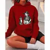 Moletom com Capuz Estampa Gato Bruxo Transfronteiriço Comércio Exterior Amazon Temuwish One Piece Atacado
