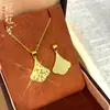 Collar Colgante de Hoja de Ginkgo Picada Popular de Xiaohongshu, Lujo Ligero y Sensación de Alta Gama, Color Duradero, Cadena para Clavícula Pequeña de Amuleto de la Suerte