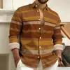Loja independente Amazon transfronteiriça: Camisa listrada de manga comprida masculina, feita com tecido stretch em quatro direções para conforto, apresentando um design de estampa digital 3D