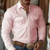 Camisa para Hombre 2025 de Manga Larga Estampada Retro Europea y Americana Casual Occidental Transpirable Microelástica Camisa de Primavera y Otoño para Hombre