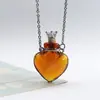 Collar con Colgante de Botella de Aceite Esencial de Vidrio Transparente en Forma de Corazón, Colgante de Botella de Fragancia, Collar Sencillo de Acero de Titanio, Regalo para Amigos y Parejas