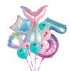 Traje de globos de sirena transfronterizo de 32 pulgadas, cielo estrellado de ensueño, degradado de estrellas, número, diseño para fiesta de cumpleaños infantil