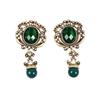 Aretes de Esmeralda Antigua Media de Qingdao con Diamantes Corte Étnico Estilo Antiguo Frescos y Dulces Aretes Diarios para Citas