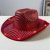 Nuevo Sombrero de Jazz Compuesto Occidental con Lentejuelas Iridiscentes de Comercio Exterior para Fiestas de Festival y Halloween Sombrero de Vaquero Brillante