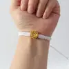 Pulsera Tejida Finamente con Nudo Plano de Loto Tridimensional, Simple y Versátil, Diseño de Loto Auspicioso, Ajustable, Pulsera Transfronteriza Unisex para Pareja