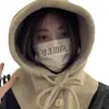 Pasamontañas Estilo Coreano para Mujer Sombrero Cálido de Otoño e Invierno Bufanda para el Cuello Protector de Cuello Protección para los Oídos Integrada Gorro de Lana Tejido