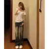 [En Stock + Calidad Original] Camiseta de Manga Corta de un Solo Hombro para Mujer, Top Dulce y Picante de Chica para Verano