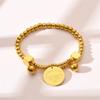Pulsera de cuentas redondas no se desvanece acero de titanio pulsera de moda de lujo ligero europea y americana pulsera hip hop ins joyería para parejas