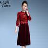 Chen Miao Yan 2024 outono novo estilo chinês temperamento retrô vestido de casamento para mãe vestido de veludo atacado