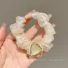 Scrunchie retrô com estampa de leopardo cor de café para outono, estilo coreano, moderno, versátil, elástico durável para rabos de cavalo e acessórios de cabelo