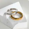 Anillo Giratorio de Acero Inoxidable Estilo Francés Joyería Coreana Tendencia Moda Minimalista Anillo de Zirconia Transfronterizo