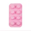 Molde de Hielo Creativo DIY Patrón de Dibujos Animados Silicona Grado Alimenticio Molde Doméstico Ocho Compartimentos Color Puro Cubito de Hielo Casero Helado