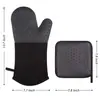 Guantes de Silicona Engrosados Aislamiento Térmico Horno de Microondas Horno de Cocina Guantes de Horneo Tela de Algodón Alta Temperatura Almohadilla de Aislamiento Térmico Almohadilla para Ollas