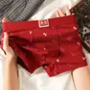 Cueca Boxer Masculina de Algodão Vermelha para o Ano do Cavalo, Adequada para Casamentos, Antibacteriana, Estilo Festivo