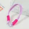 Pingente de brinquedo de pelúcia com cordão trançado multicolorido, pulseira de pulso para celular, alça de mão curta com fivela dupla, acessório de cordão de nylon
