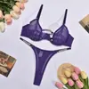 Conjunto de Lencería Sexy para Comercio Exterior Transfronterizo con Diseño de Malla Transparente, Adornos de Pedrería Hechos a Mano y Efecto Push-Up, Brillante y Resplandeciente