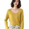 Suéter de Punto con Borde Enrollado y Cuello en V de Manga Larga, Nuevo Estilo Otoño e Invierno, al por Mayor Transfronterizo para Mujer, Suéter Pulóver para Mujer Tallas Grandes, Top de Capa Base