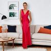 Vestido Simple Nuevo Amazon Europeo y Americano Transfronterizo para Mujer Color Sólido Estilo Vacacional Largo Vestido de Fiesta Vestido