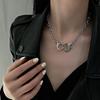 Collar con forma de corazón que se puede abrir, de aleación de metal, estilo japonés y coreano, cadena de clavícula con temperamento femenino de moda, accesorios de cadena de cuello de amor