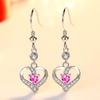 Yihua amor para siempre corazón de melocotón corazón de amor aretes con forma de corazón aretes decorativos diamante de color circón blanco morado rosa borla aretes con forma de corazón