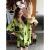 Pijama de Algodón Nube para Mujer Verano Manga Corta Shorts Dibujos Animados Lindo Traje Delgado Ropa para el Hogar Conjunto Venta al por Mayor Transfronteriza