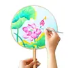 Ventilador Redondo Estilo Antigo Pacote de Material DIY Artesanal Desenho a Tinta Ventilador de Seda Nova Chinoiserie Pintado à Mão Colorir Ventilador de Palácio em Branco