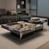 Mesa de Café Minimalista de Pizarra Estilo Italiano, Moderna Lujo Ligero Sala de Estar Uso Doméstico, Combinación Cuadrada para Apartamento Pequeño de Gama Alta