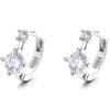 Brincos de Zircônia em Prata Esterlina 925 com Garra Quatro Pontos Feminino 2022 Novo Nicho Elegante Tendência Argola de Orelha Minimalista Versátil Joia de Orelha ins