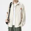 Camisa de Veludo de Manga Longa Estilo Hong Kong Masculina Nova Primavera Casual Estilo Japonês Camisa Jaqueta Marca Tendência Top Casual Roupas