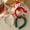 Faixa de Cabeça Fofa de Pelúcia Papai Noel Cabeça de Rena Vestido de Natal Faixa de Cabeça com Galhos Homem de Gengibre Lavagem de Rosto Outono e Inverno Grampo de Cabelo