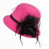 Chapéu de Lã Feminino Outono e Inverno Estilo Coreano Chapéu de Palha com Pena Chapéu de Vaso Grande Chapéu Bowler Versátil Britânico Chapéu de Moda Chapéu de Inverno