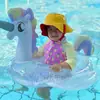Novedad Anillo Flotador Inflable con Lentejuelas Fondo de Burbujas Princess Pavo Real Caballo Barco Sentado Niños Ave Fénix Unicornio Anillo Asiento con Fondo de Burbujas
