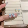 Brincos Xigu E2499 Prata S925 Totalmente Banhada Azul Dopamina Esmalte Gotejado Coração Nicho Super Brilhante