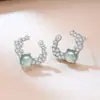 Aretes de Tachuela de Jade Natural Frescos y Pequeños para Mujer, Elegantes Simples Diseño de Nicho Sentido de Alta Calidad Pendiente Versátil Suave