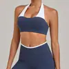 Sutiã Esportivo Cruzado com Gola Halter Colorido e Lindo Design nas Costas, Roupa Íntima Esportiva para Corrida e Yoga 5673