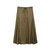 Roupas femininas europeias e americanas transfronteiriças ZA, saia midi de cetim de seda com cordão mais vendida do AliExpress