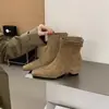 Versão em couro macio~ Botas femininas slim minimalistas vintage, bico quadrado elegante, aumento interno de altura, botinhas com zíper traseiro, botas elásticas afinadoras