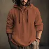 Moletom com Capuz de Algodão e Linho Manga Longa Casual Cor Sólida Tendência Hoodie Transfronteiriço Estilo Casual Levemente Maduro Casual Simples