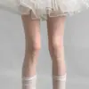 Medias Grises Vintage Románticas Estilo Francés para Mujer, Medias Jacquard con Raya Vertical Anti-enganche para Primavera y Otoño