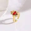 Brincos de Coração Vermelho Zircônia Cruz Brincos Colar Pingente Conjunto de Anéis Decoração Cobre Atacado