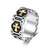 Comercio Exterior al por Mayor Joyería Hip-Hop Punk Europea y Americana Anillo de Acero Inoxidable para Hombre Anillo de Flor de Cruzado de Moda para Hombre