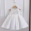 Vestido Infantil Cumpleaños Verano Blanco Versátil Chal Niña Pequeña Atuendo de Presentación con Chaqueta de Vestido de Princesa