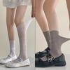 Meias de Verão Finas Cor Sólida Malha Vazada Cano Alto Femininas JK Retrô Emagrecedoras Meia-calça até o Joelho Nicho Panturrilha Meias de Ballet até o Joelho