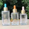 Frasco pequeno marrom de sete gerações 100ml75ml50ml frasco quadrado para essência conta-gotas com cabeça de borracha frasco de vidro sub-frasco
