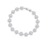 Pulsera de Flor de Circonita Cúbica Verde Fresca Pulsera de Lujo Ligero de Alta Gama para Mujer Moda Versátil Diseño de Joyería para Mano Nicho